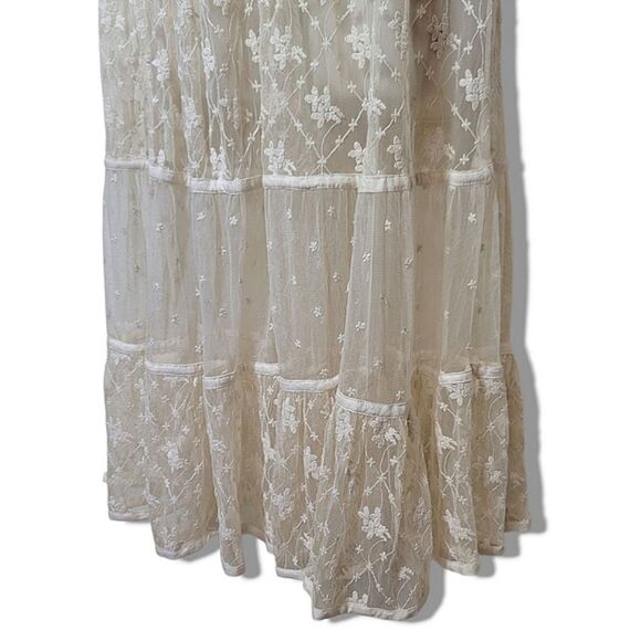 Billabong Maxi Lace Cream Sleeveless Tier Layered Boho Dress Layering Swim Cover - Picture 5 of 9
